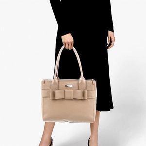 KATE SPADE Quinn Villabella Avenue Tote Handbag Tan Leather